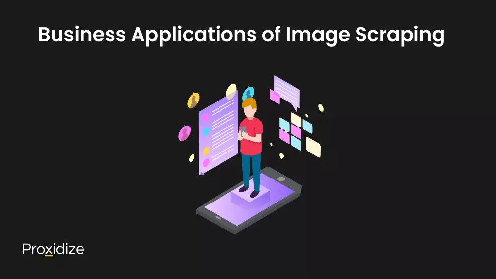 Image of a man standing on a large mobile while holding a mobile in his hand and various text boxes surrounding him. Text above the image reads