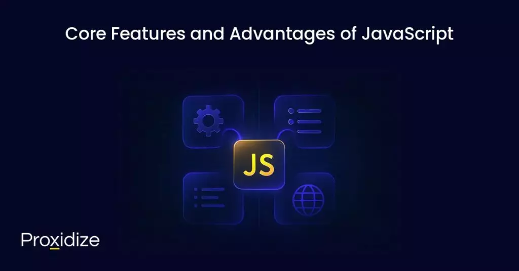 A diagram of different screens coming from one central JavaScript logo under the title