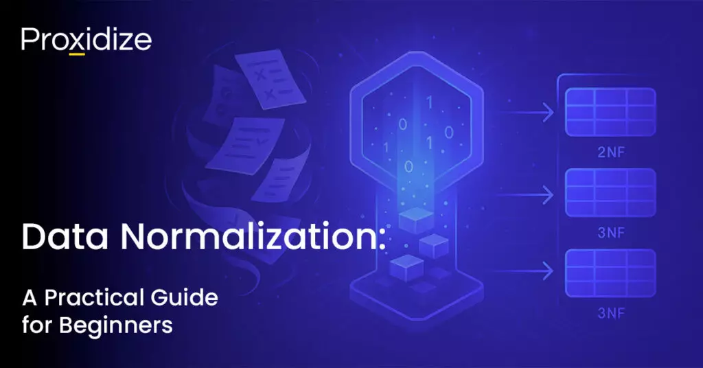 Image of data being organized into normalization forms. Text reads