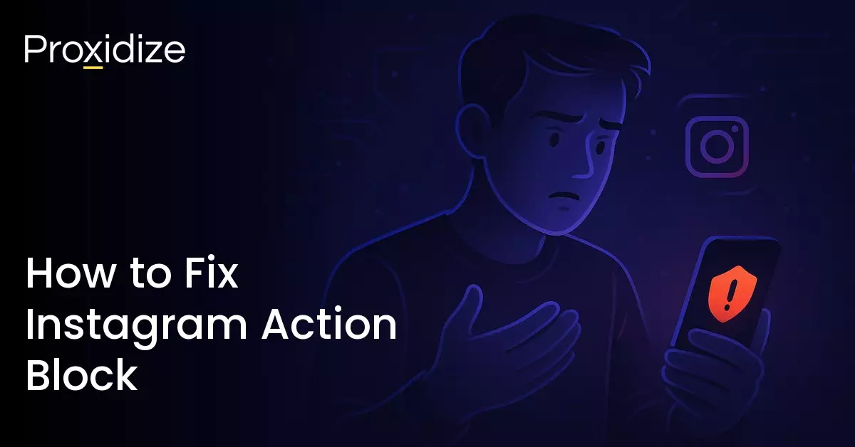 Image showing a man confused while staring at his phone with the Instagram logo to the side. Text to the left reads 