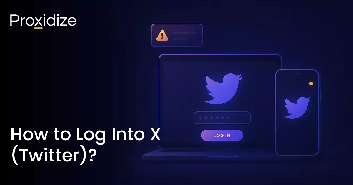 a drawing of the x/twitter login menu on a laptop and mobile phone next to the title 