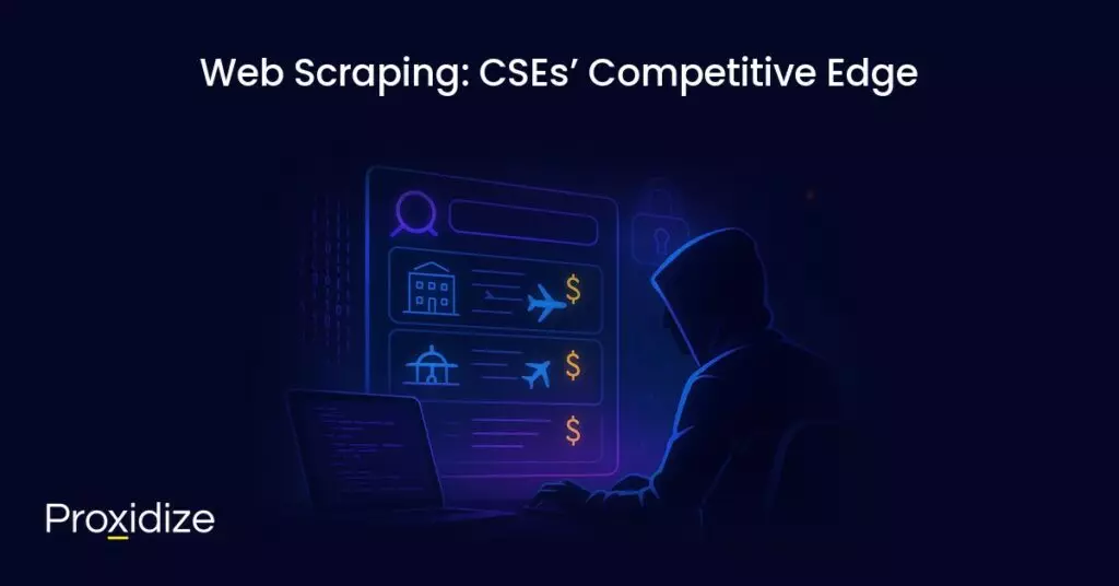 a man typing at a computer and a price comparison site screenshot under the title 