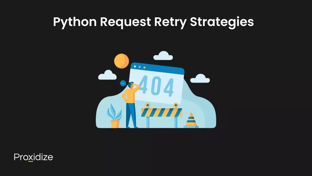 Image of a man standing in front of a road closure with a large browser page showing a 404 error. Text above the image reads