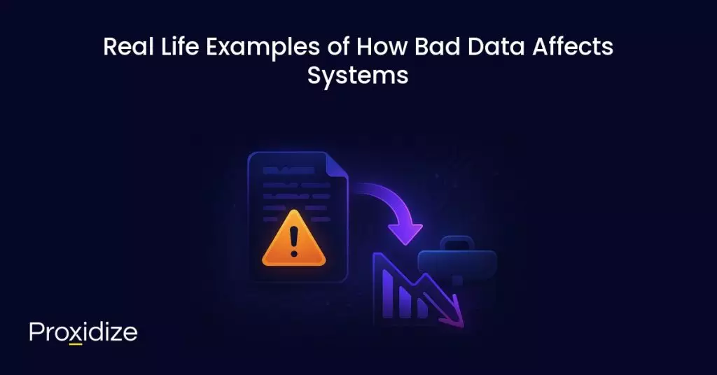 a drawing of bad data, an arrow, and revenue loss under the title 