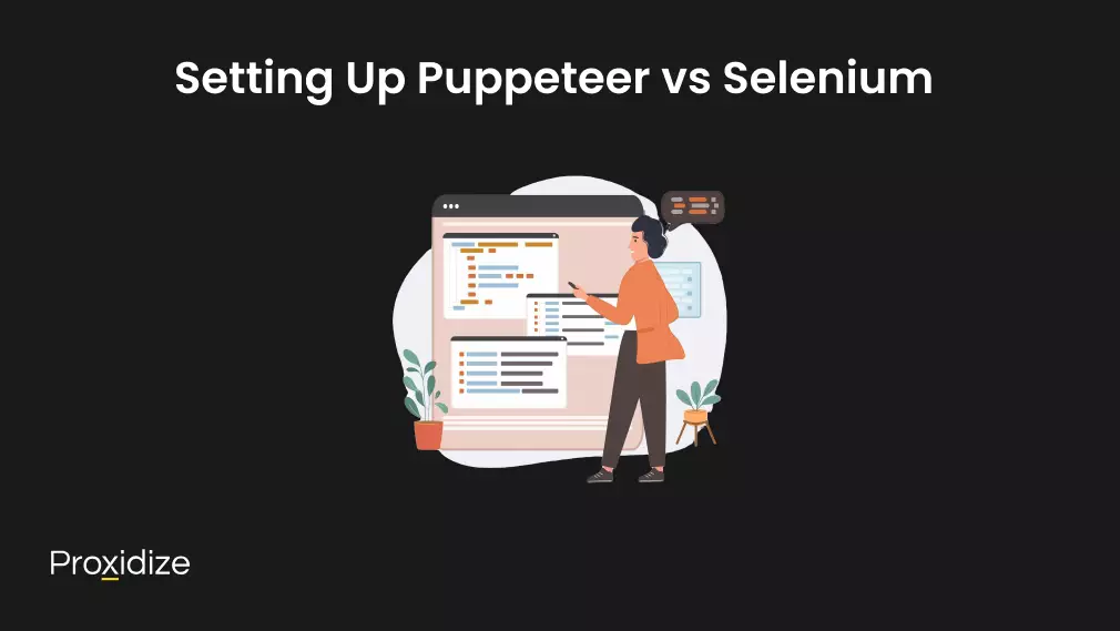 Image of a woman standing in front of a large screen. Text above reads