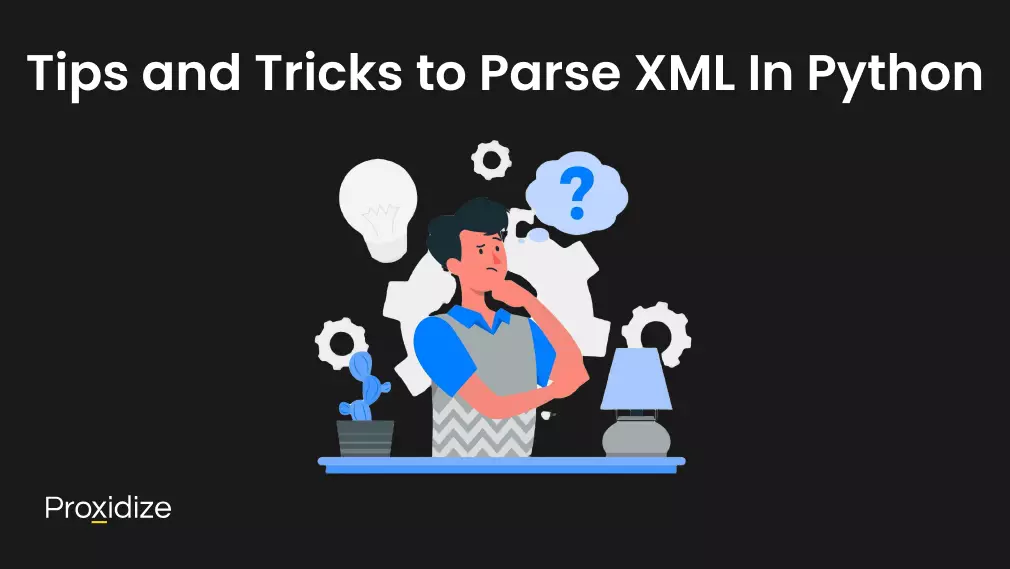 Image of a man thinking surrounded by gears with a text above reading