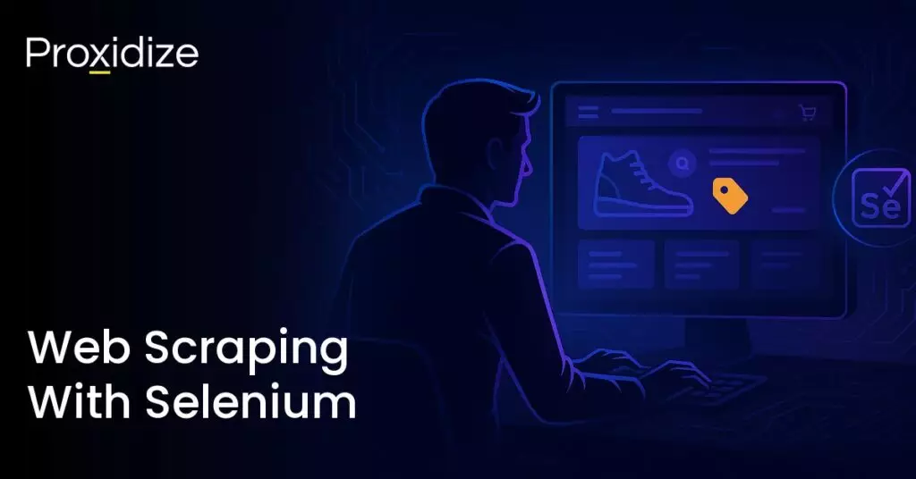 a man sitting at a computer with the Selenium logo next to the title