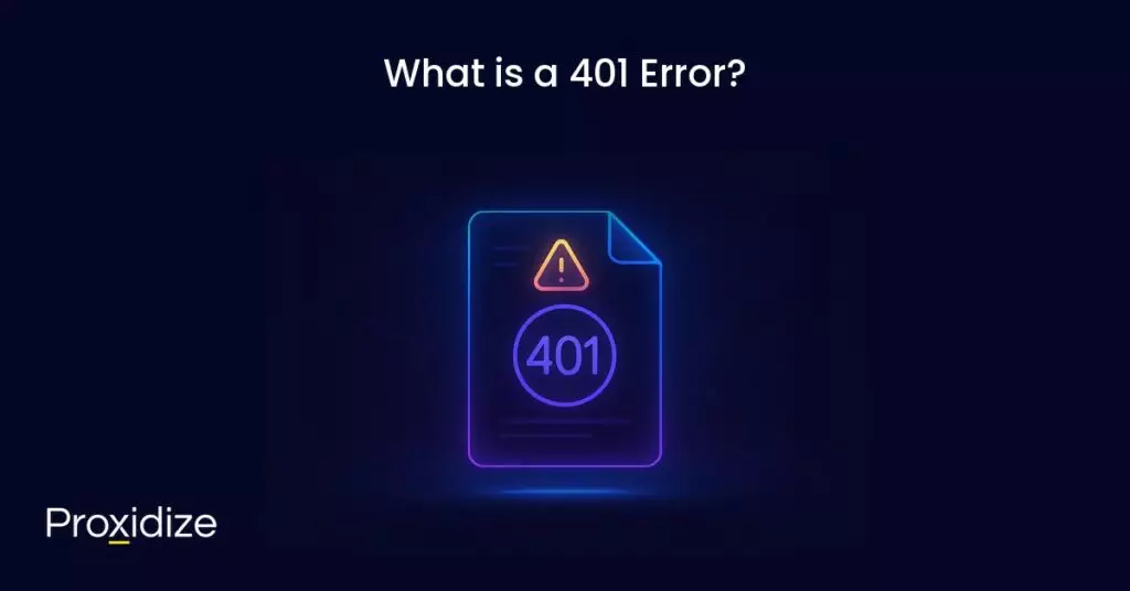 Image of a page showing 401 and an exclamation mark above it. Text above reads 
