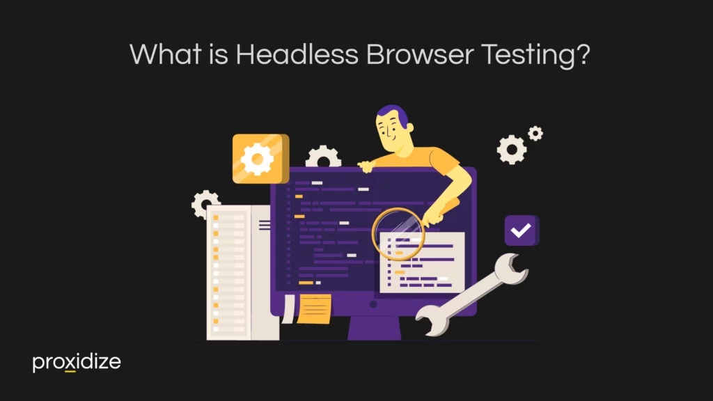 A drawing of a man holding a magnifying glass to a computer screen under the title