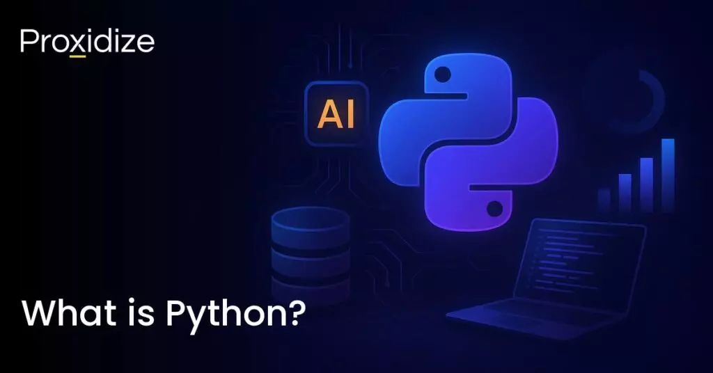 A drawing of the Python logo and a laptop next to the title