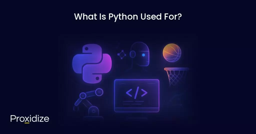 A drawing of the Python logo, a code block, a machine, and a robot under the title