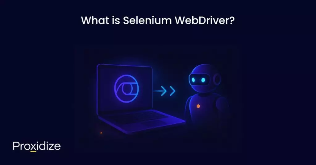 A drawing of a laptop with the ChromeDriver logo next to a robot under the title 